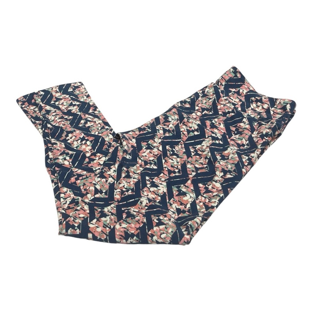 LuLaRoe Tall & Curvy Leggings Navy Pink Zigzag Floral Buttery Soft